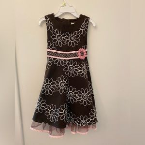 Rare Editions dress 4t brown/pink accents